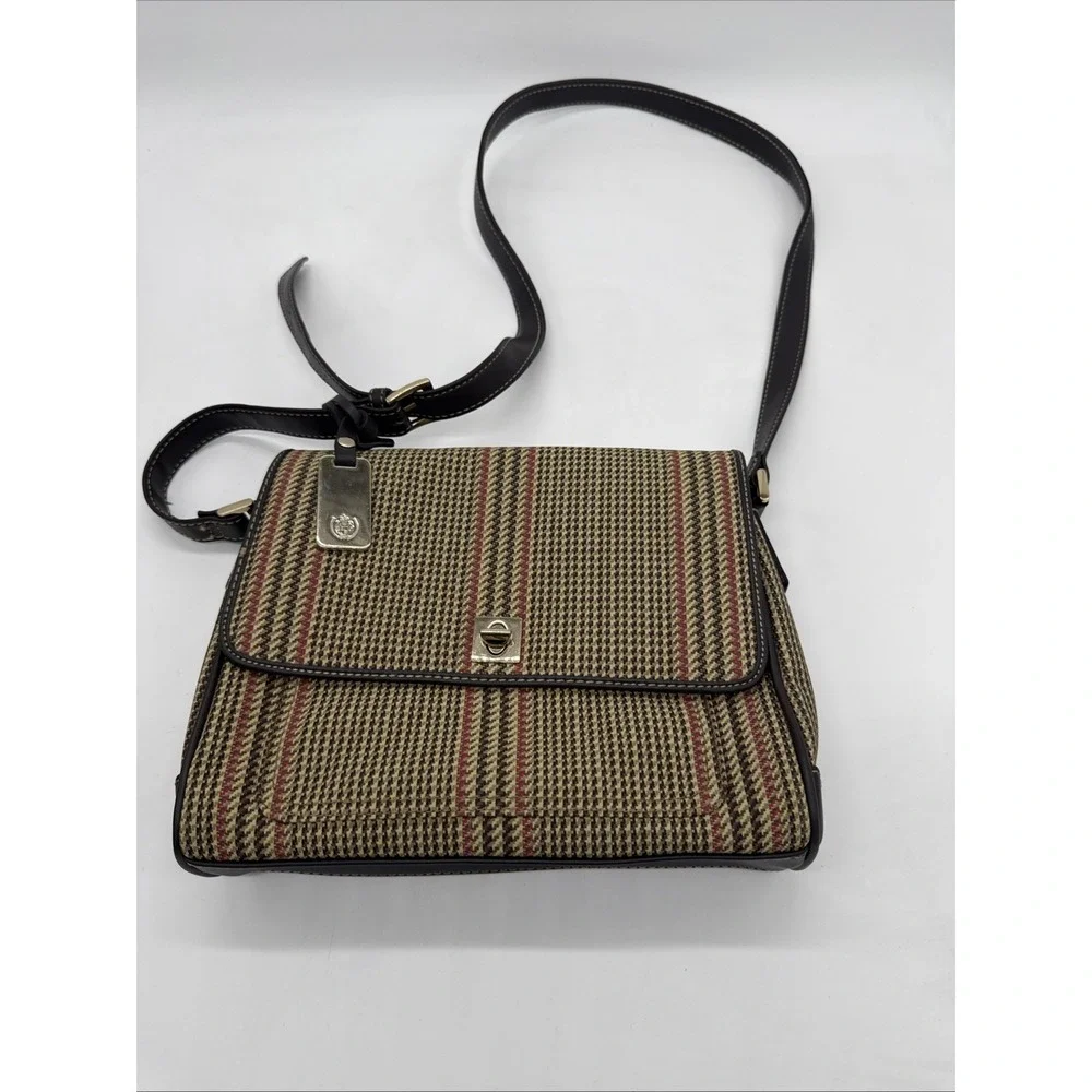 Liz Claiborne Accessories Crossbody Bag Brown Leather Multicolored With Straps